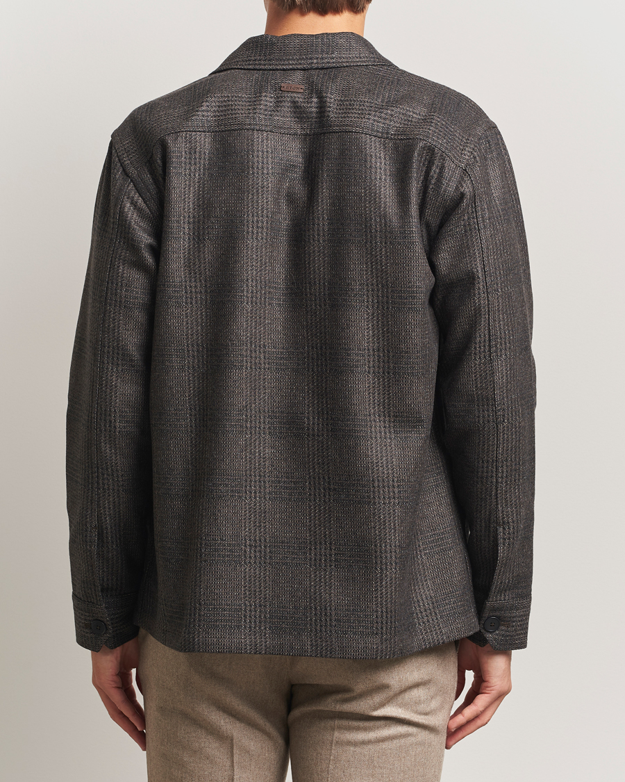 Homme | Chemises | Eton | Wool/Cashmere Checked Overshirt Dark Grey