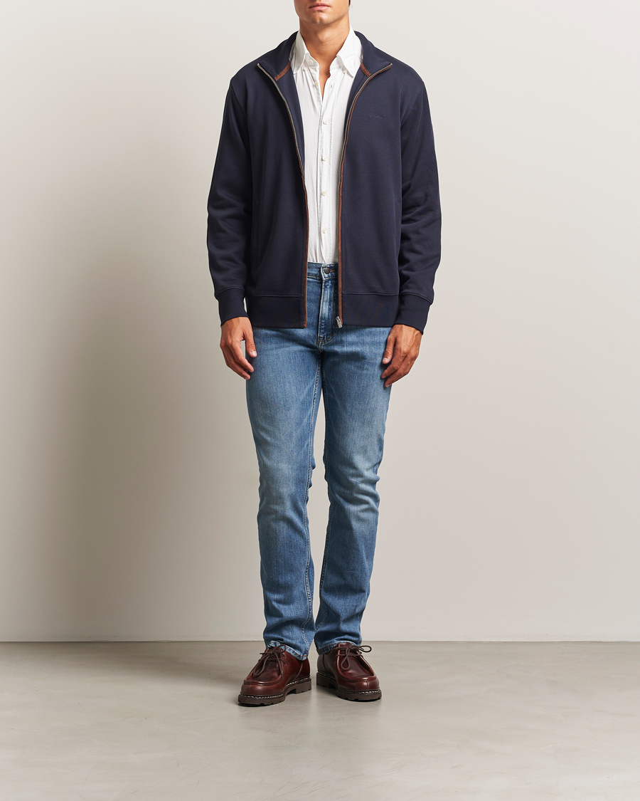 Homme | Pulls Et Tricots | GANT | Sacker Rib Full Zip Evening Blue
