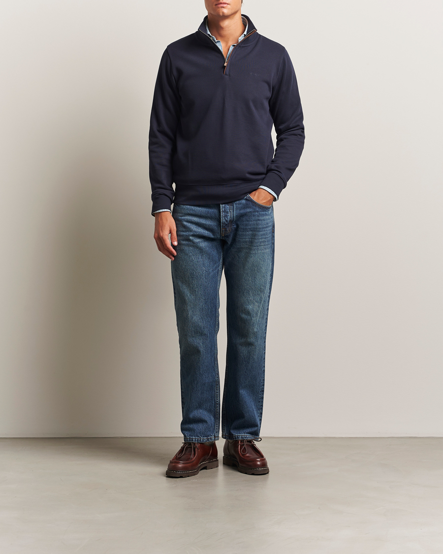 Homme | Pulls Et Tricots | GANT | Sacker Rib Half Zip Evening Blue