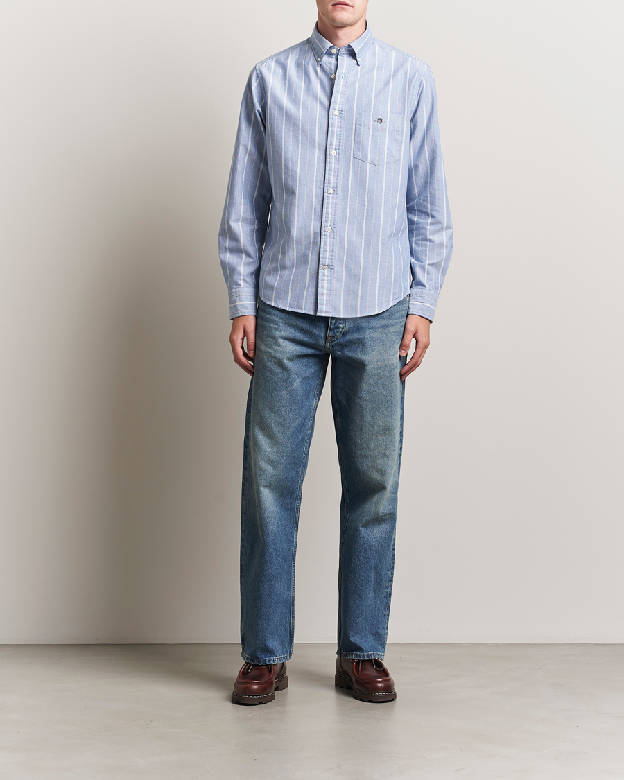 Homme | Chemises | GANT | Regular Fit Classic Striped Oxford Shirt Rich Blue