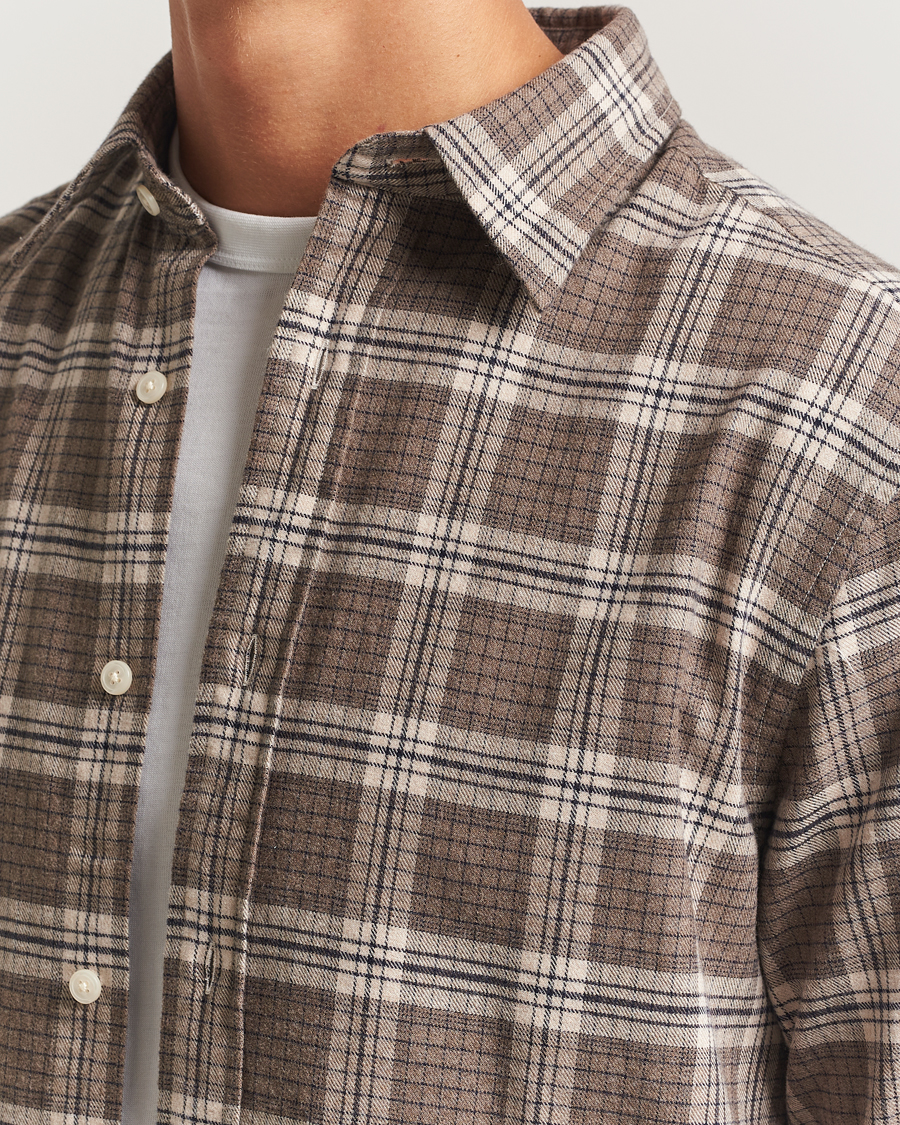Homme | Chemises | GANT | Regular Fit Checked Flannel Shirt Dark Hazelnut Melange