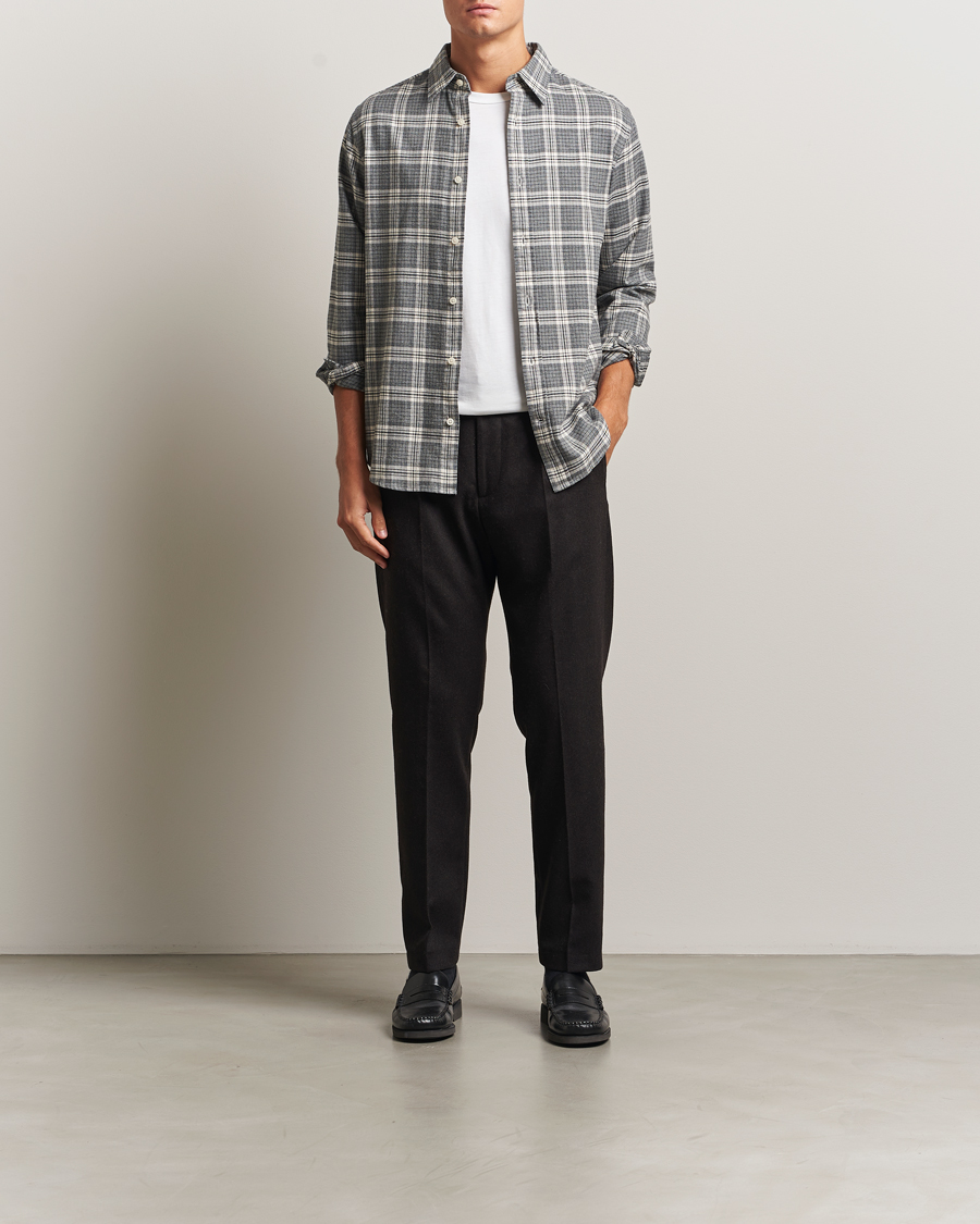 Homme | Chemises | GANT | Regular Fit Checked Flannel Shirt Dark Grey Melange