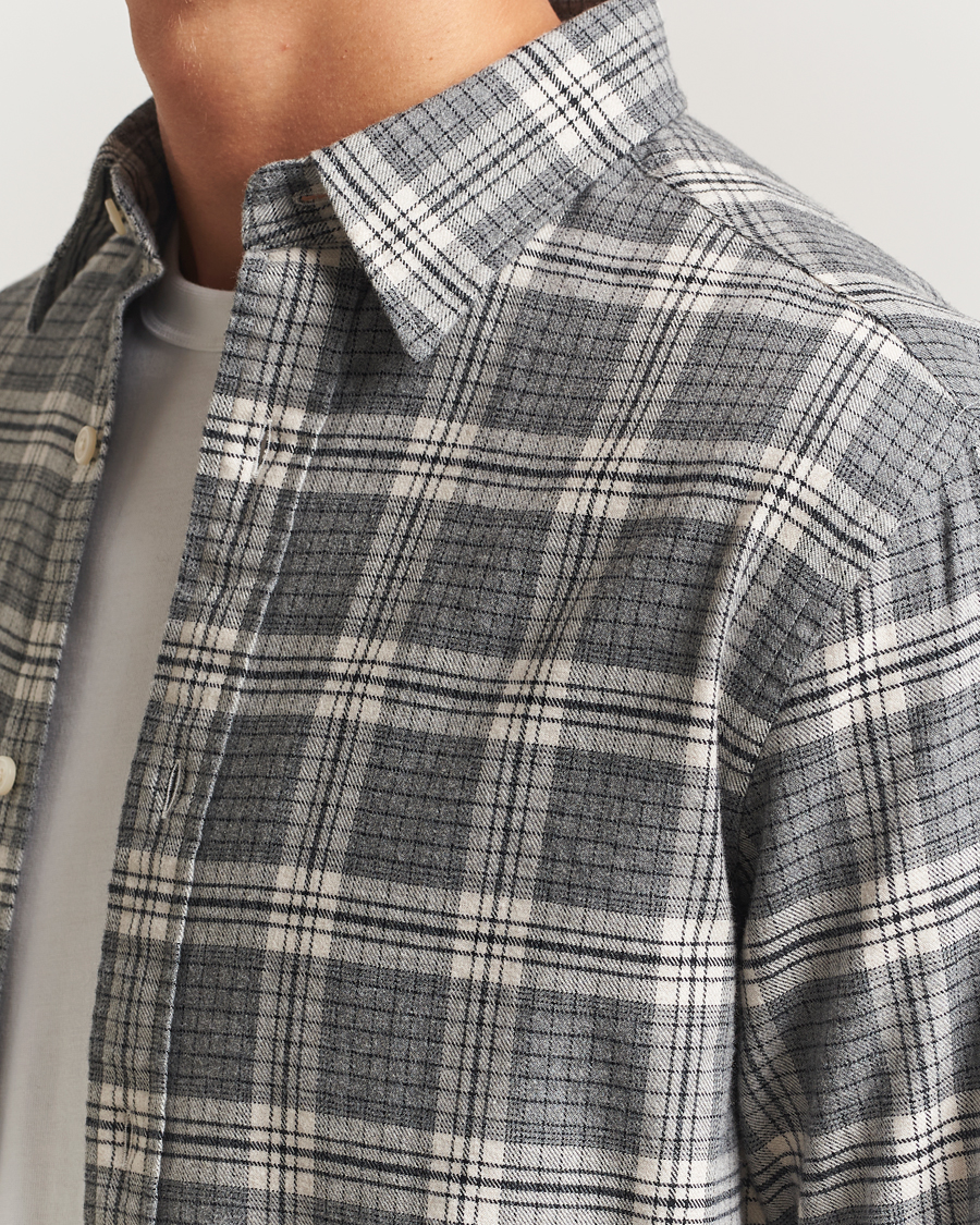 Homme | Chemises | GANT | Regular Fit Checked Flannel Shirt Dark Grey Melange