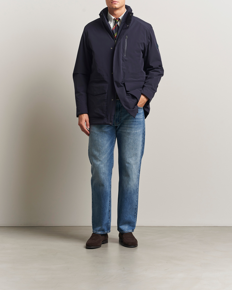 Homme | Manteaux Et Vestes | Gant | Double Mid Length Field Jacket Evening Blue