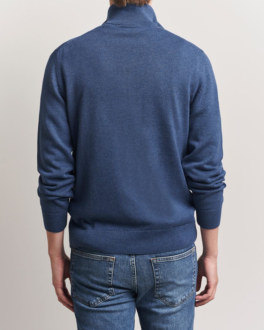 Homme | Pulls Et Tricots | GANT | Casual Cotton Full Zip Dark Jeans Blue Melange