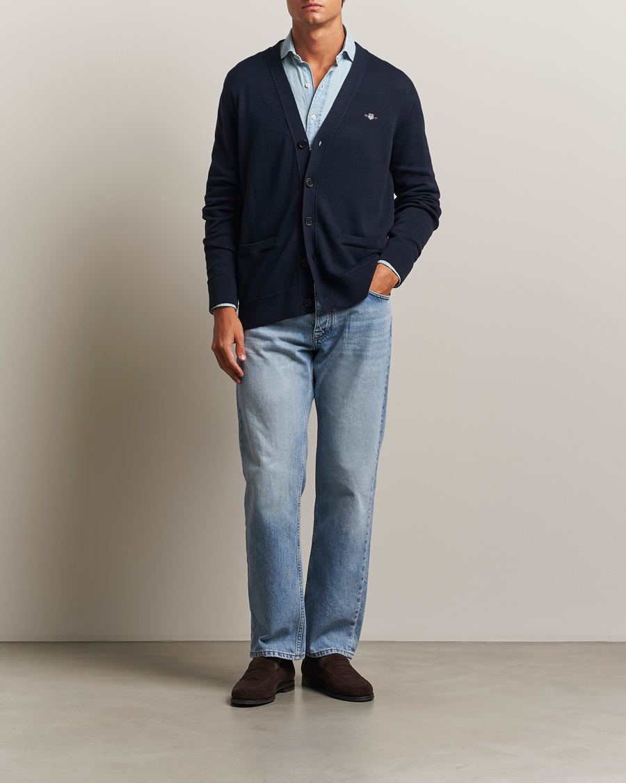 Homme | Pulls Et Tricots | Gant | Casual Cotton Cardigan Evening Blue
