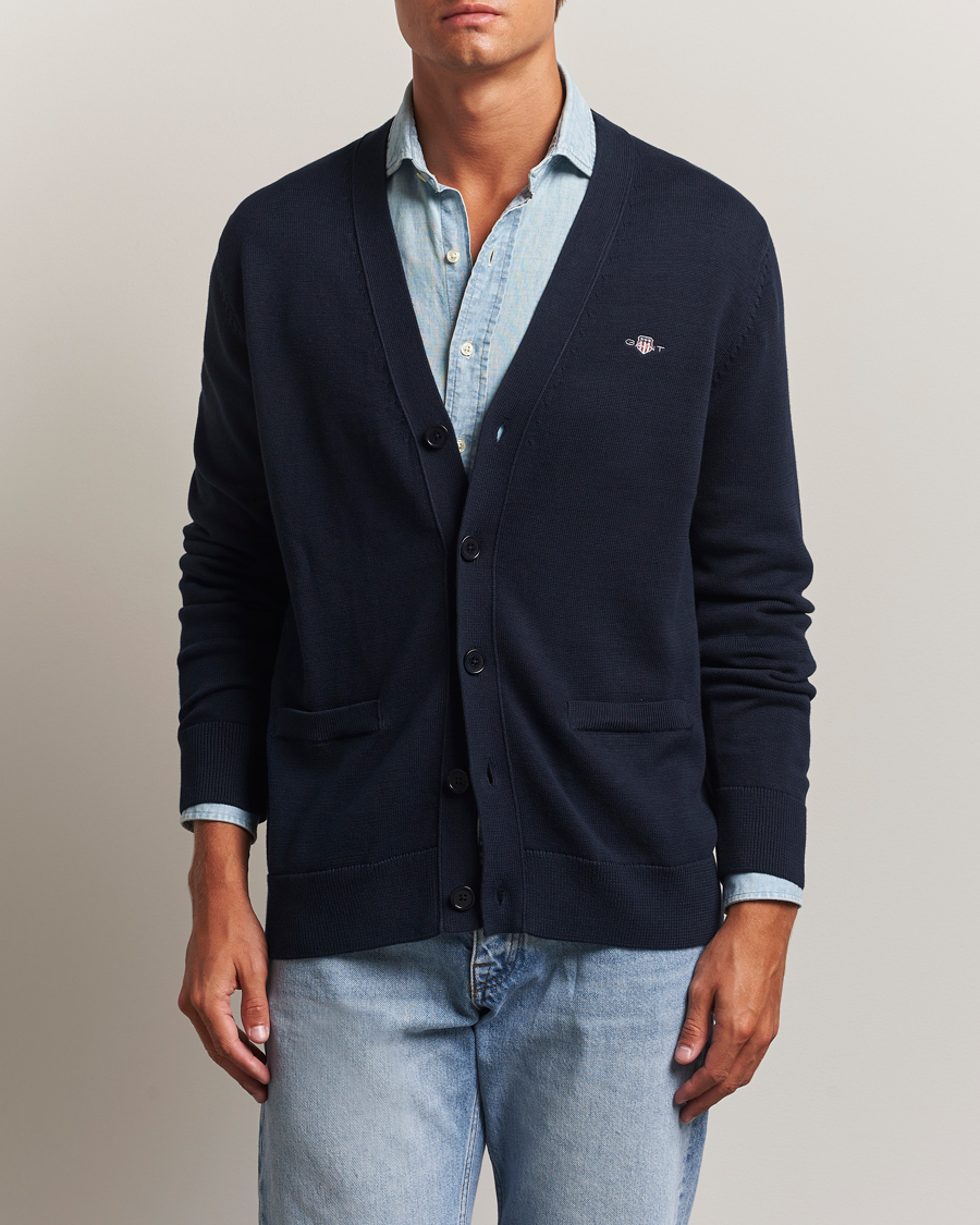 Homme | Pulls Et Tricots | Gant | Casual Cotton Cardigan Evening Blue