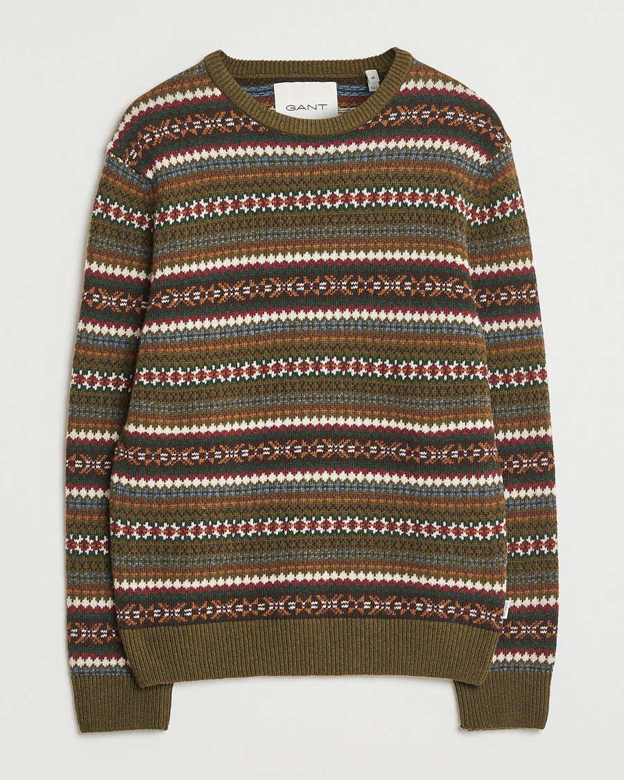 Homme | Pulls Et Tricots | Gant | Fair Isle Knitted Crew Neck Sweater Country Green