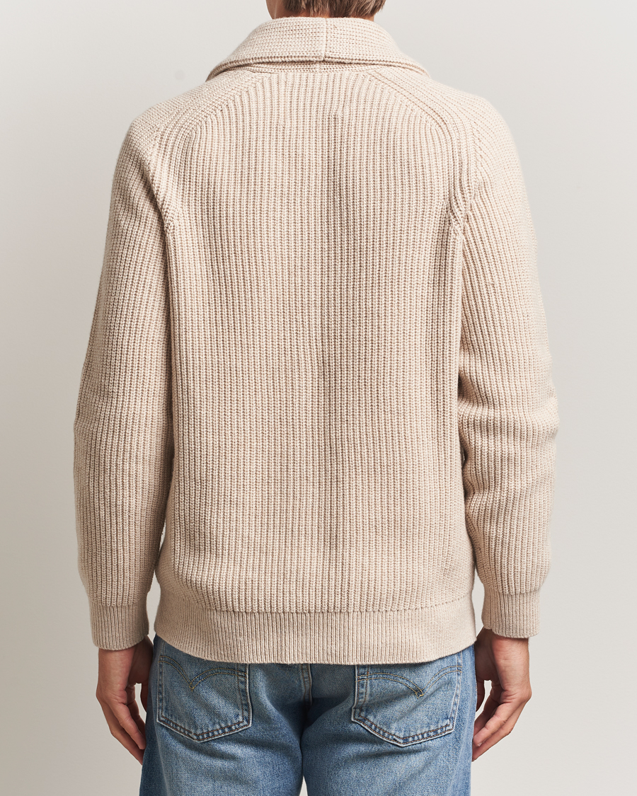 Homme | Pulls Et Tricots | GANT | Wool Knitted Shawl Collar Cardigan Light Beige Melange