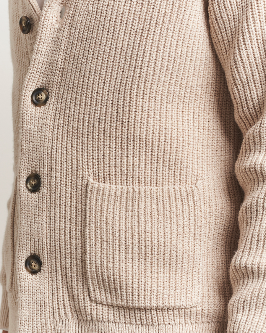 Homme | Pulls Et Tricots | GANT | Wool Knitted Shawl Collar Cardigan Light Beige Melange