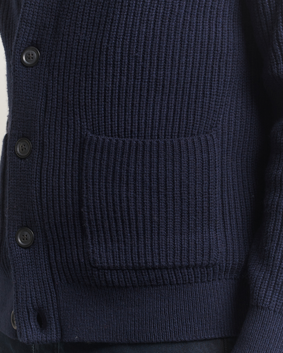 Homme | Pulls Et Tricots | GANT | Wool Knitted Shawl Collar Cardigan Evening Blue