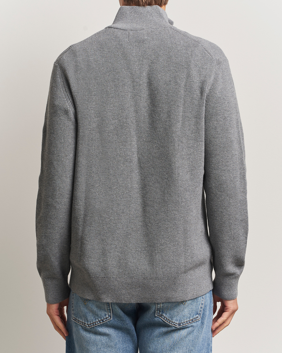 Homme | Pulls Et Tricots | GANT | Cotton/Merino Ribbed Half Zip Dark Grey Melange