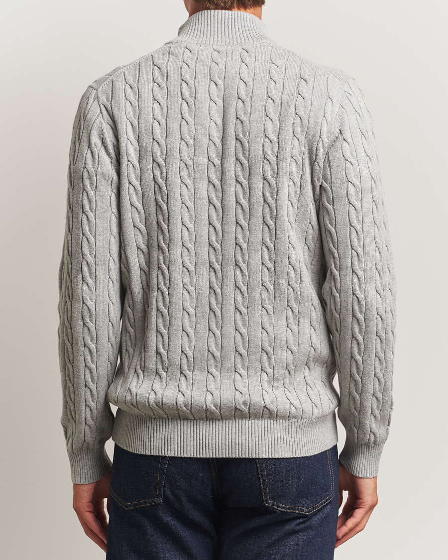 Homme | Pulls Et Tricots | GANT | Cotton Cable Half Zip Grey Melange