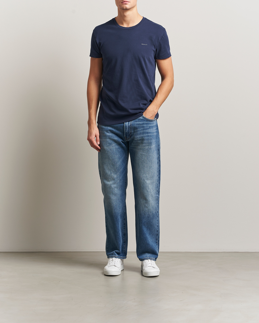 Homme | T-shirts | GANT | 2-Pack Crew Neck T-Shirt Light Grey/Navy