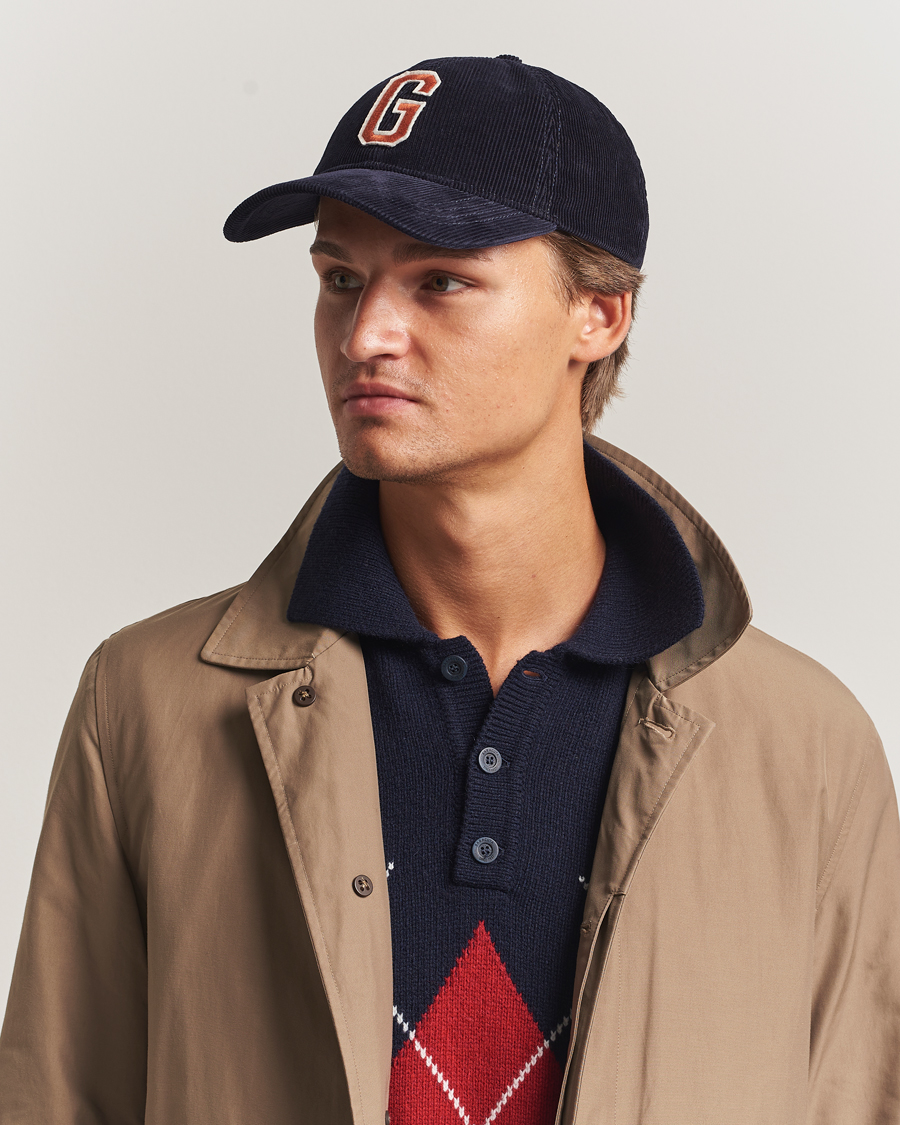 Homme | GANT G Badge Corduroy Cap Evening Blue | GANT | G Badge Corduroy Cap Evening Blue