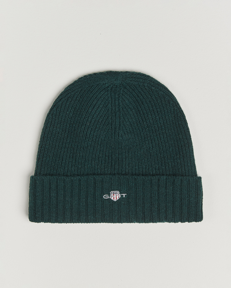 Homme | Bonnets | GANT | Wool Lined Beanie Tartan Green