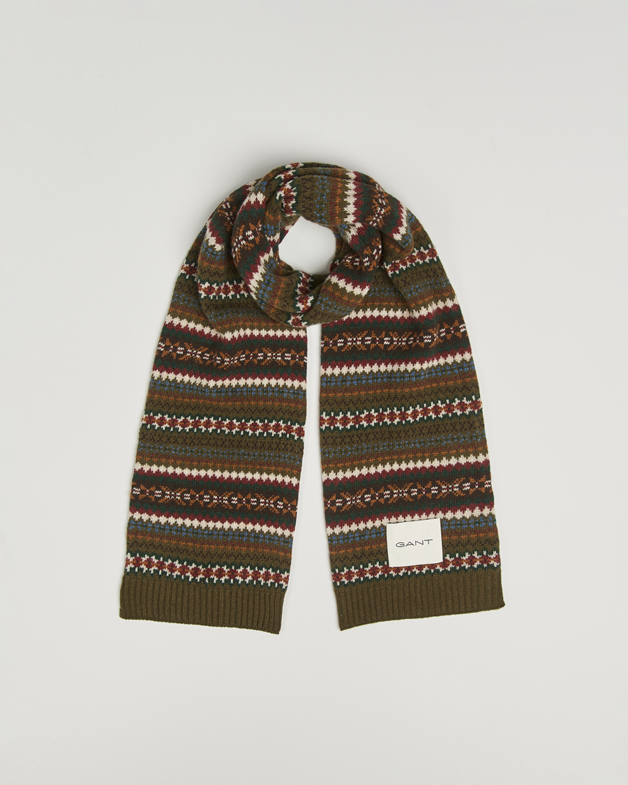 Homme | GANT Fair Isle Scarf Country Green | GANT | Fair Isle Scarf Country Green