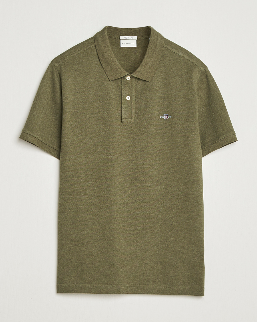 Homme | Polos | GANT | The Original Polo Khaki Green Melange