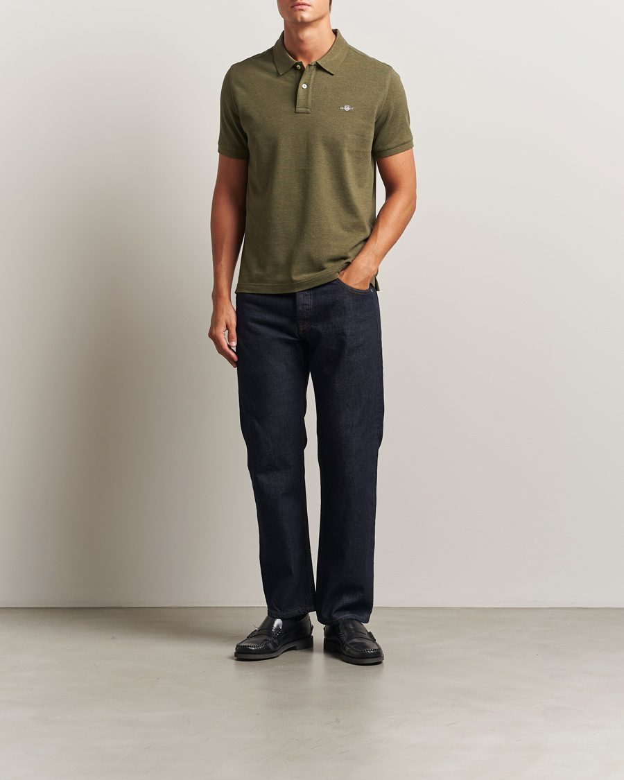 Homme | Polos | GANT | The Original Polo Khaki Green Melange