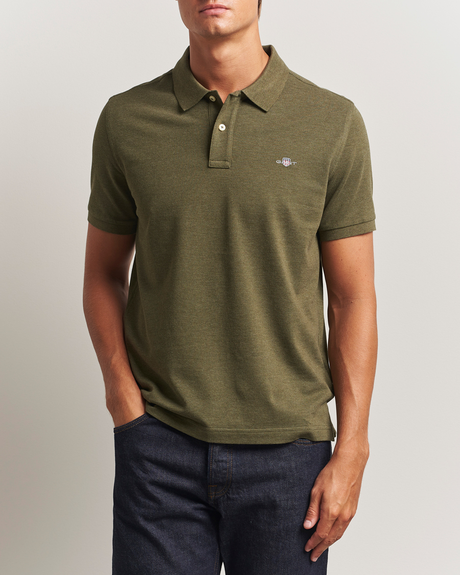 Homme | Polos | GANT | The Original Polo Khaki Green Melange