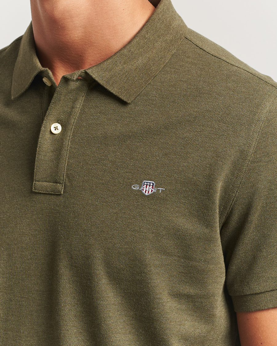 Homme | Polos | GANT | The Original Polo Khaki Green Melange