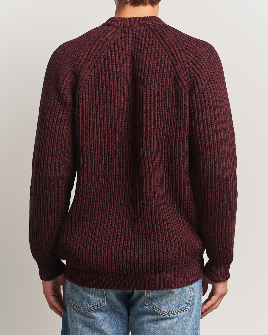 Homme | Pulls Et Tricots | Gloverall | Fisherman Rib Chunky Wool Crew Neck Burgundy