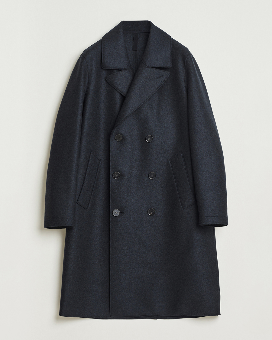Homme | Manteaux Et Vestes | Harris Wharf London | Pressed Wool Long Peacoat Dark Blue