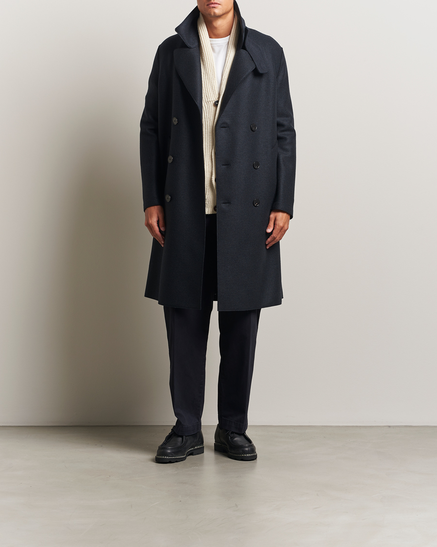 Homme | Manteaux Et Vestes | Harris Wharf London | Pressed Wool Long Peacoat Dark Blue
