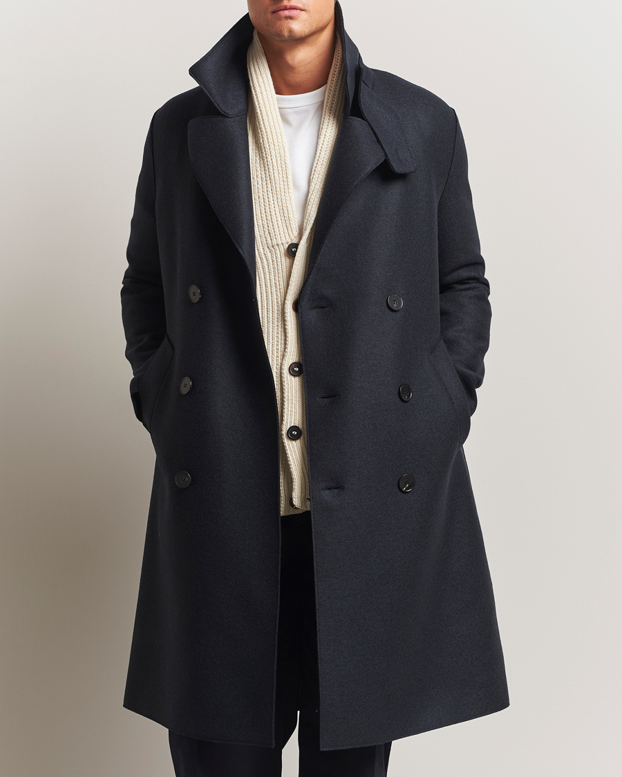 Homme | Manteaux Et Vestes | Harris Wharf London | Pressed Wool Long Peacoat Dark Blue