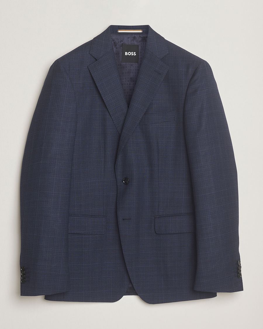 Homme | Blazers | BOSS BLACK | Hutson Wool Checked Blazer Open Blue