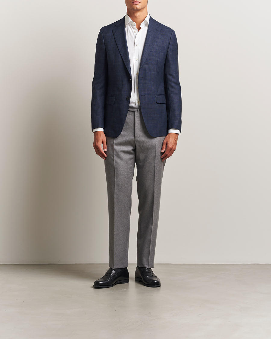 Homme | Blazers | BOSS BLACK | Hutson Wool Checked Blazer Open Blue