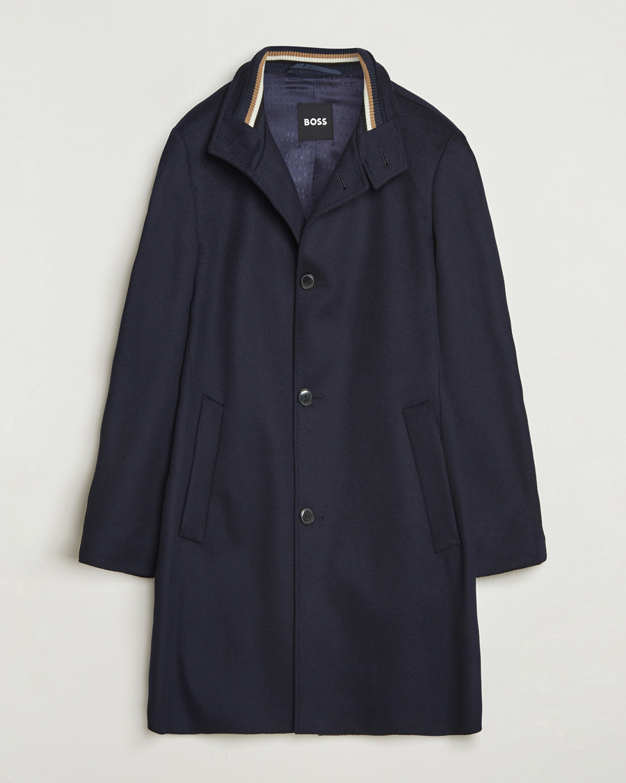 Homme | Manteaux Et Vestes | BOSS BLACK | Hyde Stand Up Collar Coat Dark Blue