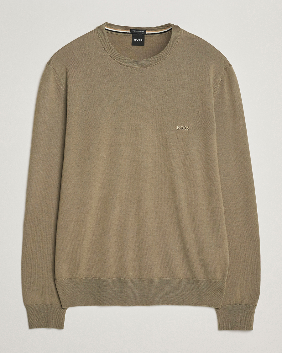 Homme | Pulls Et Tricots | BOSS BLACK | Botto Merino Knitted Pullover Open Brown