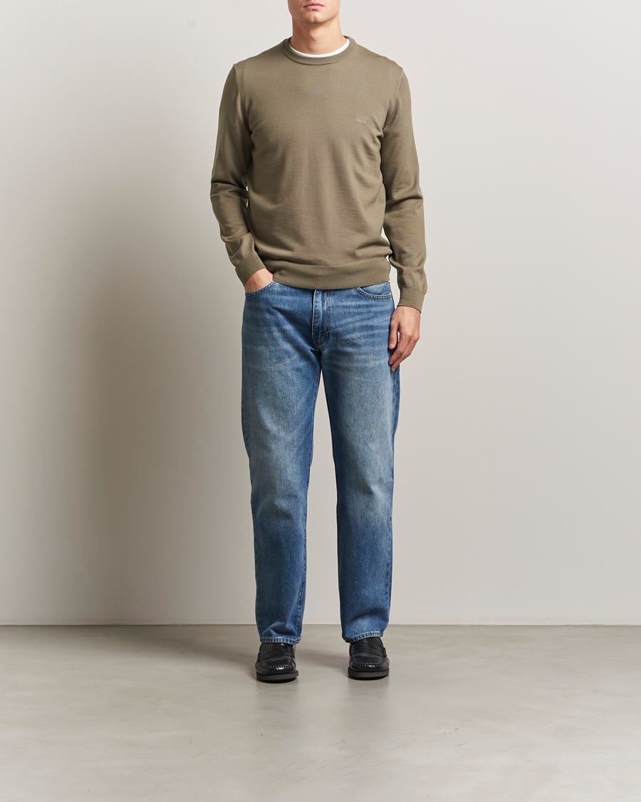Homme | Pulls Et Tricots | BOSS BLACK | Botto Merino Knitted Pullover Open Brown