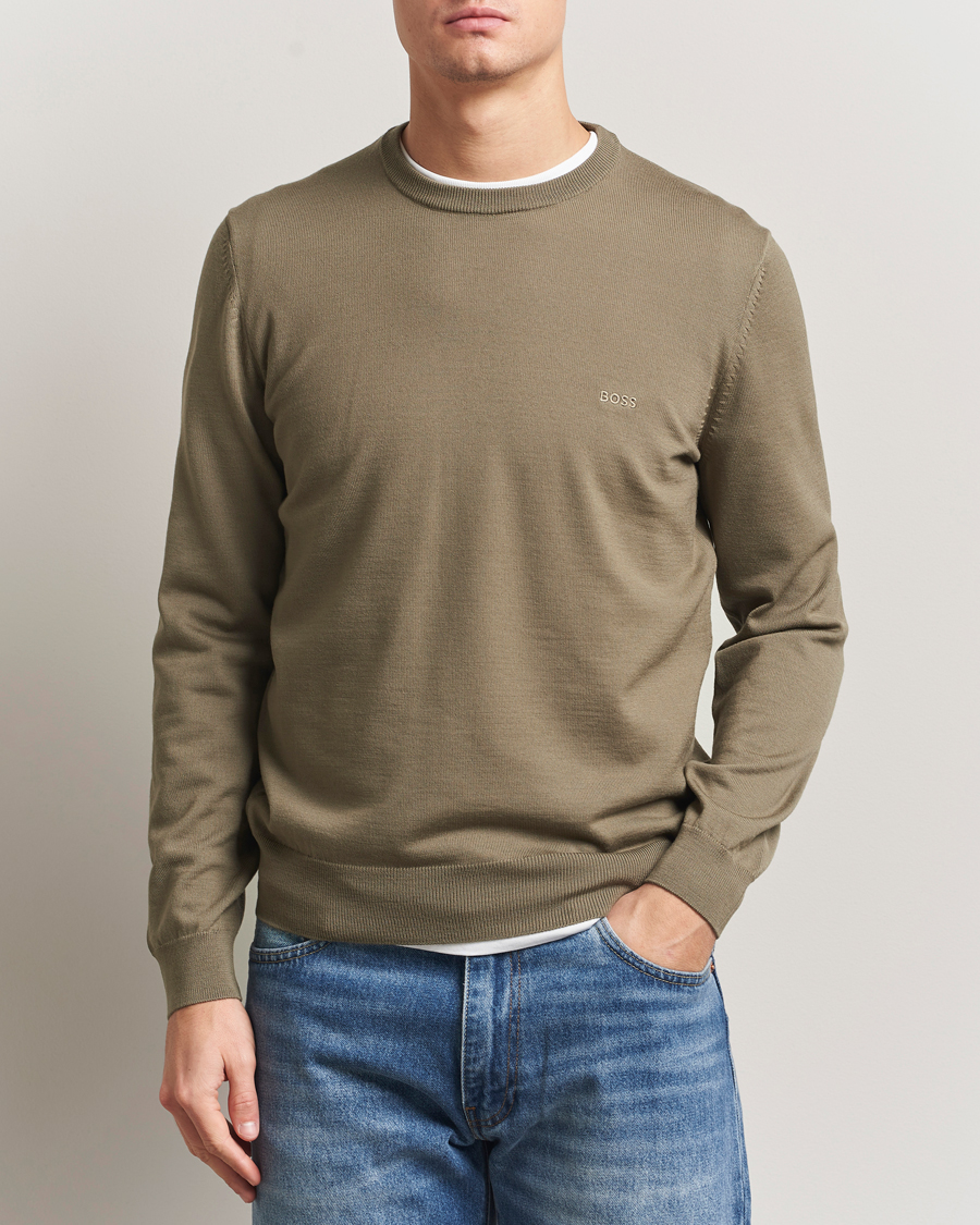 Homme | Pulls Et Tricots | BOSS BLACK | Botto Merino Knitted Pullover Open Brown