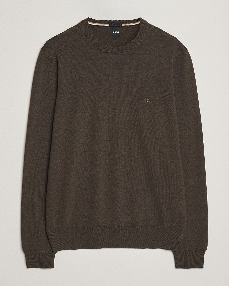 Homme | Pulls Et Tricots | BOSS BLACK | Botto Merino Knitted Pullover Open Green