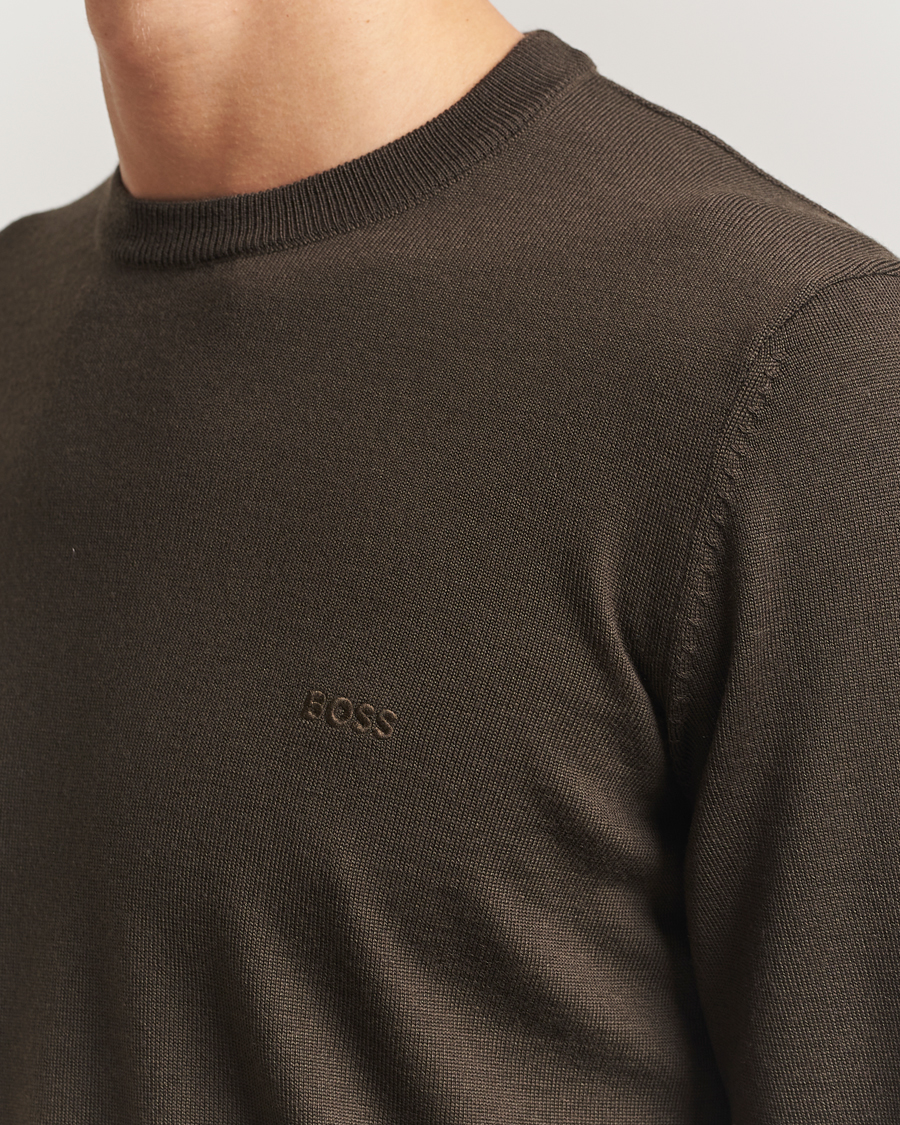 Homme | Pulls Et Tricots | BOSS BLACK | Botto Merino Knitted Pullover Open Green