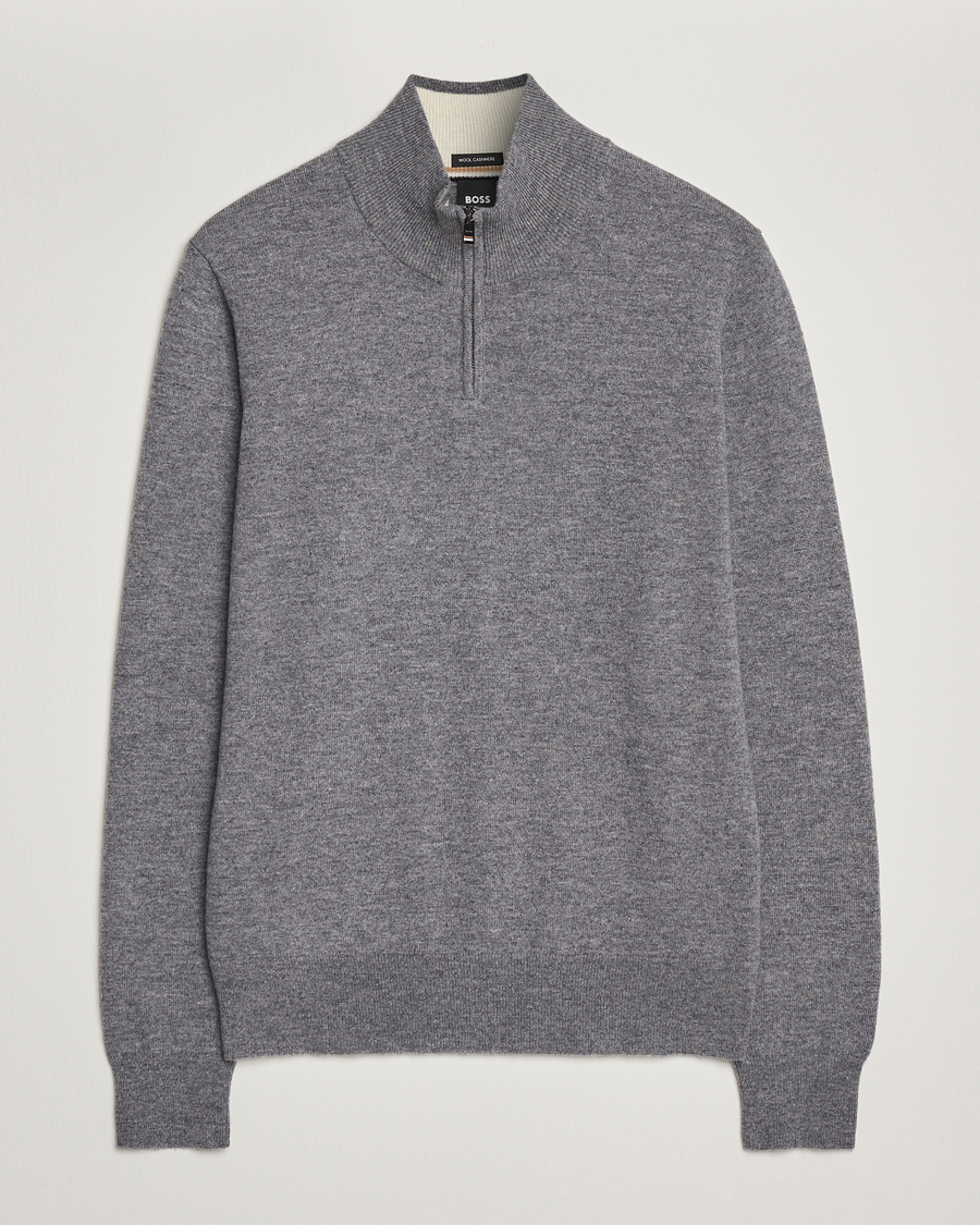 Homme | Pulls Et Tricots | BOSS BLACK | Hemarlo Wool/Cashmere Half Zip Medium Grey