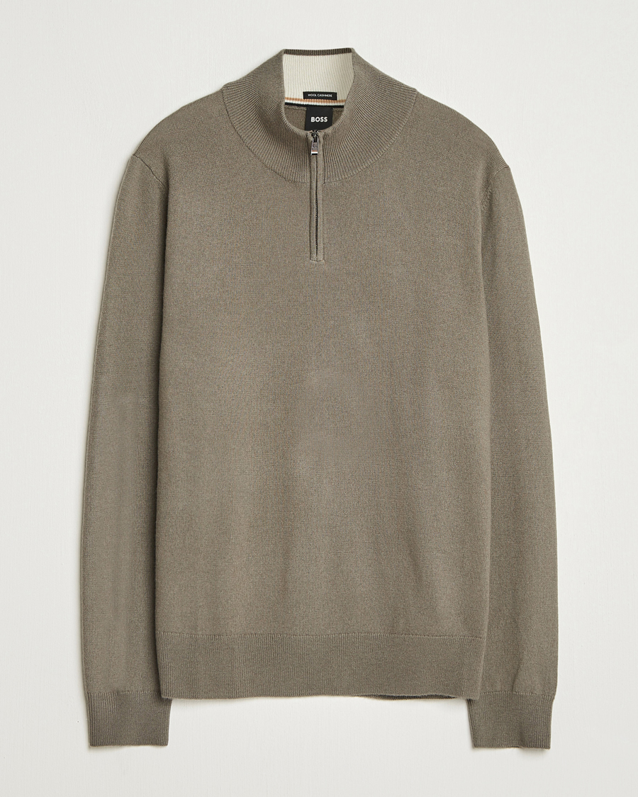 Homme | Pulls Et Tricots | BOSS BLACK | Hemarlo Wool/Cashmere Half Zip Open Brown