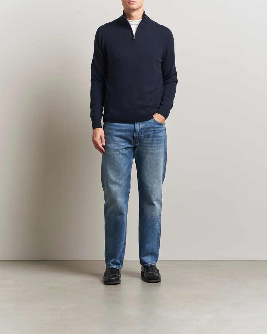 Homme | Pulls Et Tricots | BOSS BLACK | Hemarlo Wool/Cashmere Half Zip Dark Blue