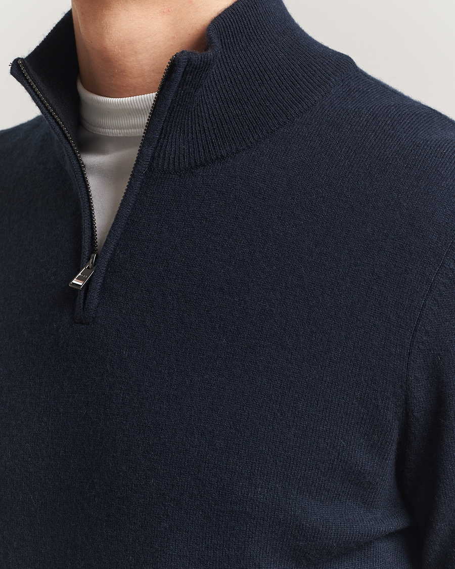 Homme | Pulls Et Tricots | BOSS BLACK | Hemarlo Wool/Cashmere Half Zip Dark Blue