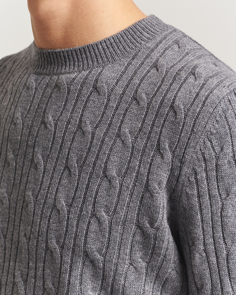 Homme | Pulls Et Tricots | BOSS BLACK | Hetico Wool/Cashmere Cable Sweater Medium Grey