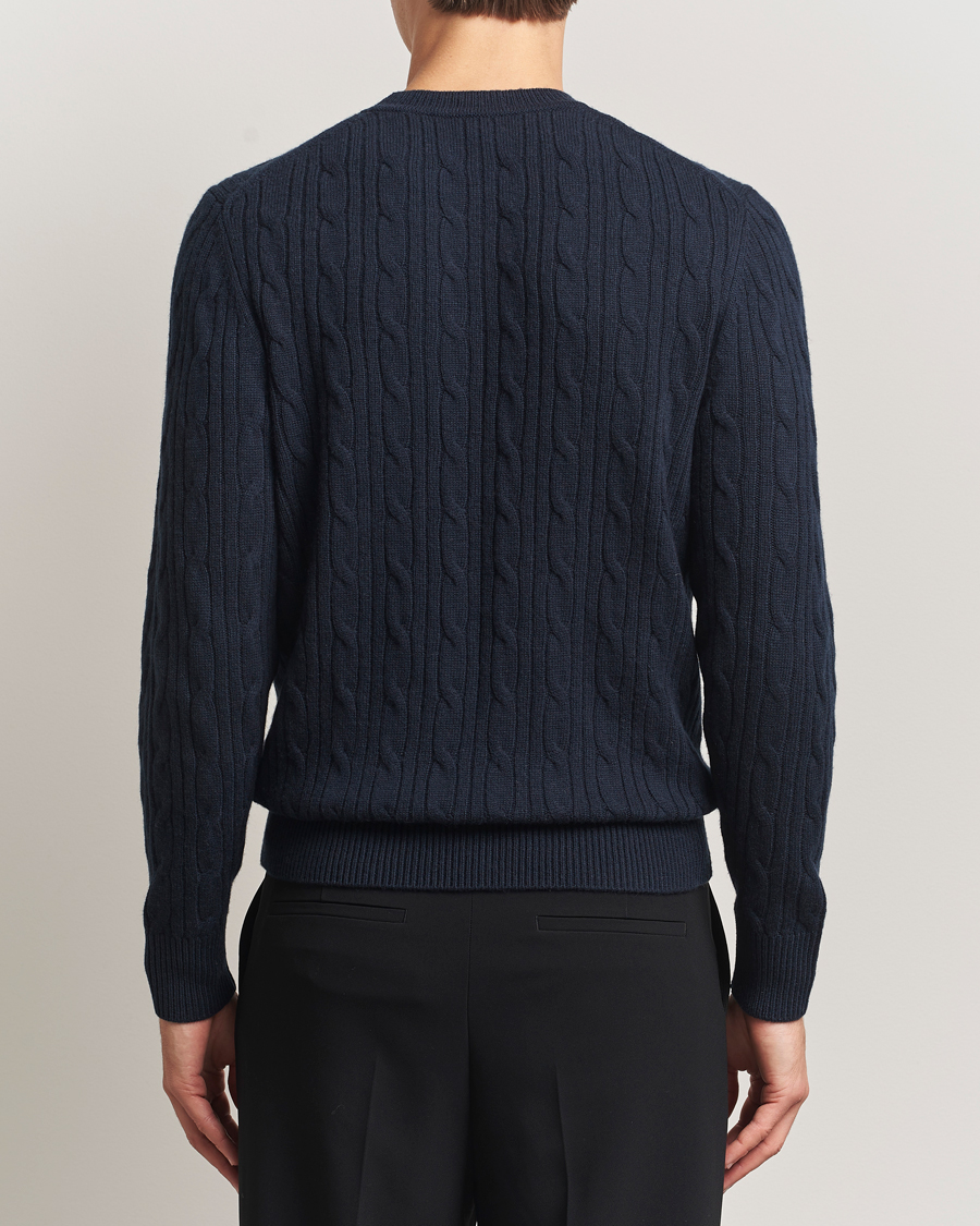 Homme | Pulls Et Tricots | BOSS BLACK | Hetico Wool/Cashmere Cable Sweater Dark Blue