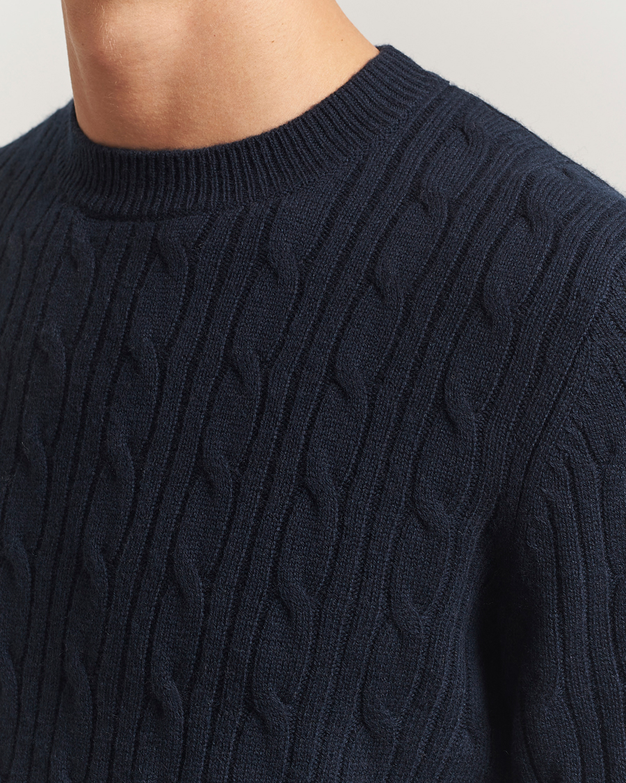 Homme | Pulls Et Tricots | BOSS BLACK | Hetico Wool/Cashmere Cable Sweater Dark Blue