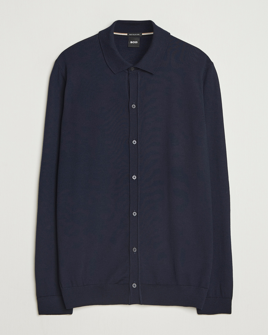 Homme | Pulls Et Tricots | BOSS BLACK | Helbert Wool Cardigan Dark Blue