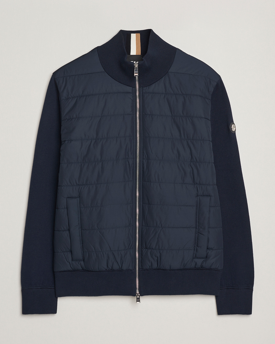 Homme | Pulls Et Tricots | BOSS BLACK | Hernest Hybrid Full Zip Dark Blue