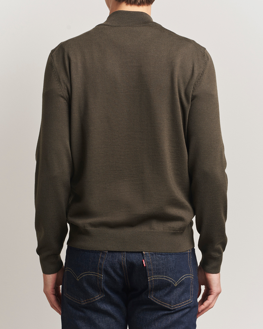Homme | Pulls Et Tricots | BOSS BLACK | Ebenji Merino Knitted Half Zip Open Green