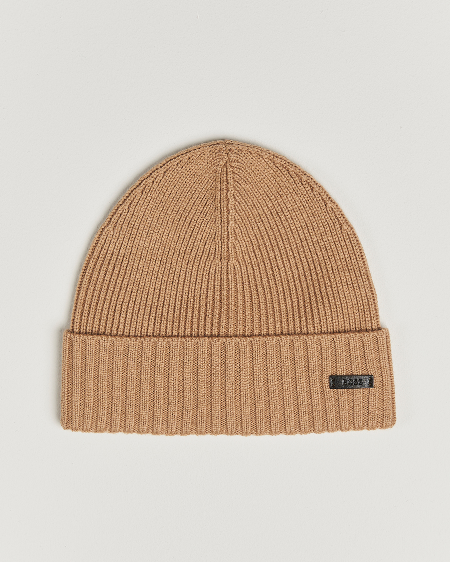 Homme | Bonnets | BOSS BLACK | Fati Wool Beanie Medium Beige