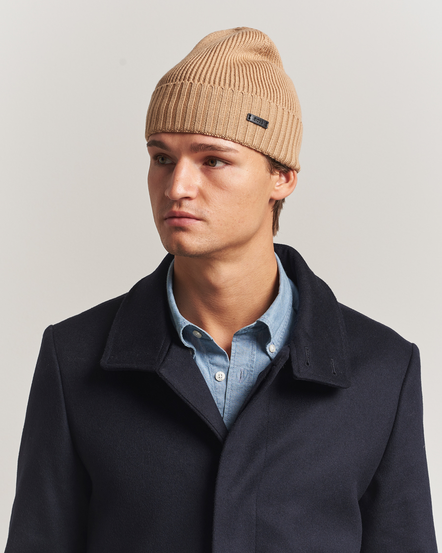 Homme | Bonnets | BOSS BLACK | Fati Wool Beanie Medium Beige