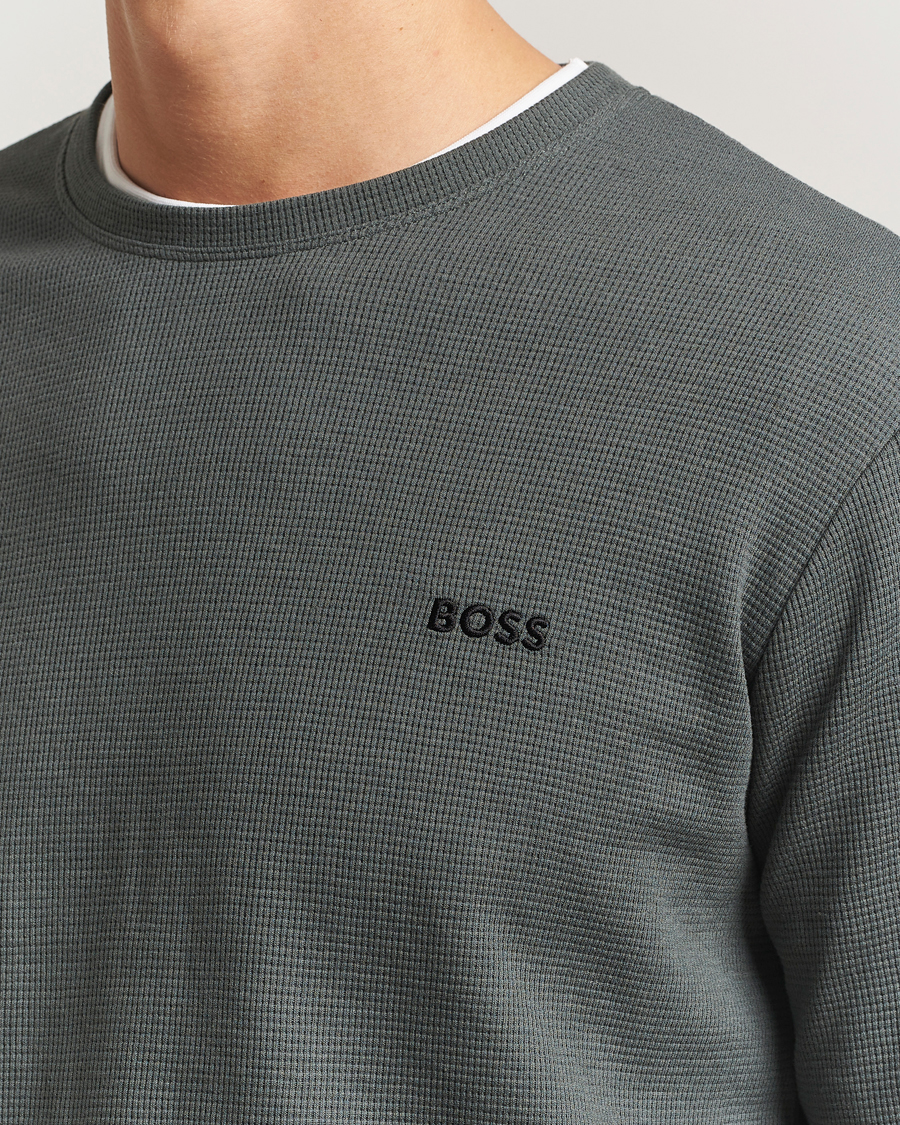 Homme | Peignoirs Et Pyjamas | BOSS BLACK | Waffle Long Sleeve Pyjama T-Shirt Open Green